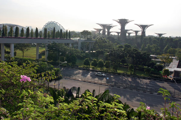 The view from the room (6th floor corner room). The picture on the left is “Gardens by the bay”.